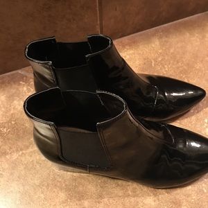 Patent leather booties